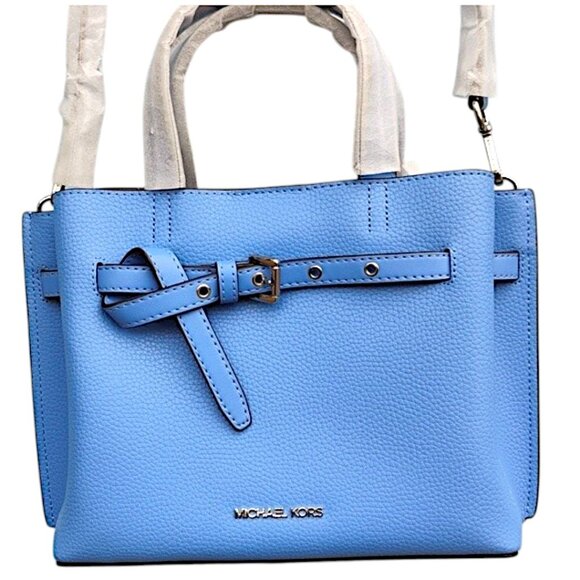MICHAEL Michael Kors Blue Pebble Leather Small Emilia Satchel NWT $498 - Picture 2 of 12